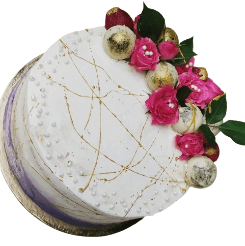 Торт белый с цветами