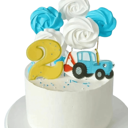 Торт с синим трактором