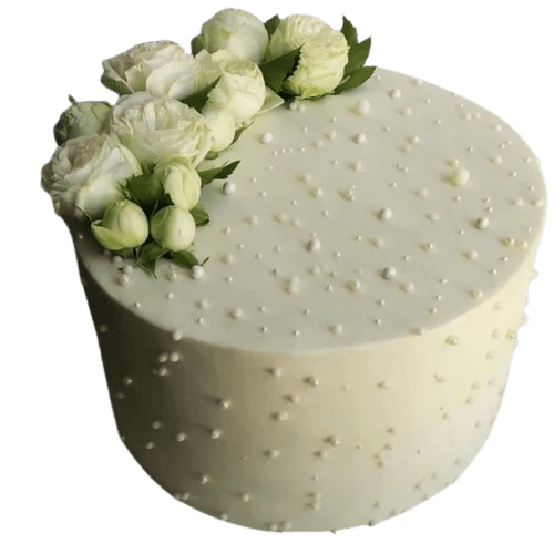 Белый торт с цветами