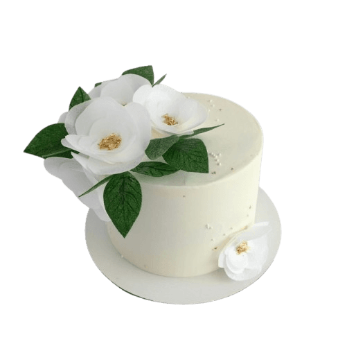 Элегантный торт с белыми цветами — идеальное украшение праздника
