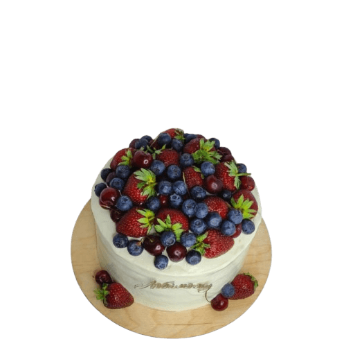 Торт с ягодами: клубника, черника и вишня