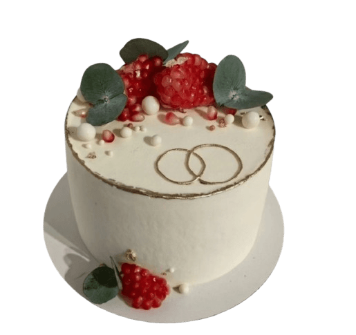 Свадебный торт с гранатом, эвкалиптом и золотыми акцентами